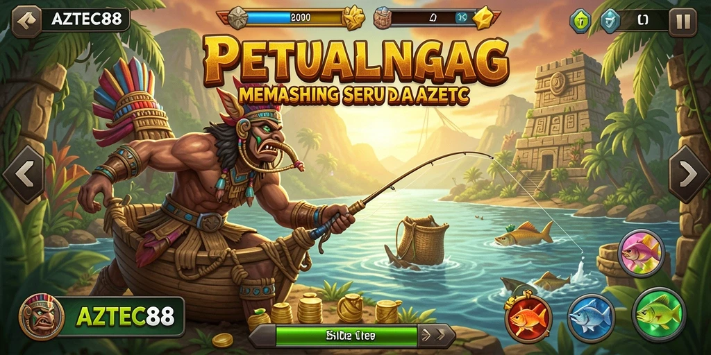 Tampilan gameplay AZTEC88 yang menawan saat menangkap ikan.