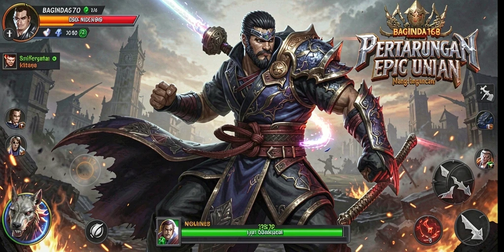 Tangkapan layar utama dari gameplay pertarungan yang mendebarkan.