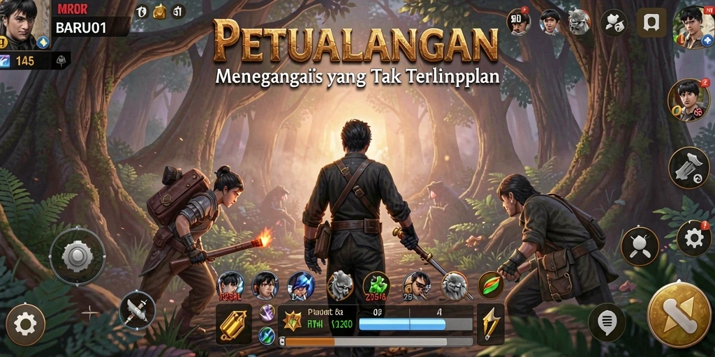 Tampilan yang menakjubkan dari gameplay petualangan di BARU01.