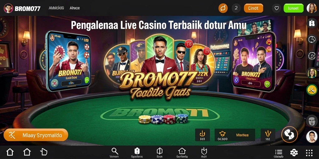 Tampilan gameplay Live Casino yang mendebarkan dari BROMO77.