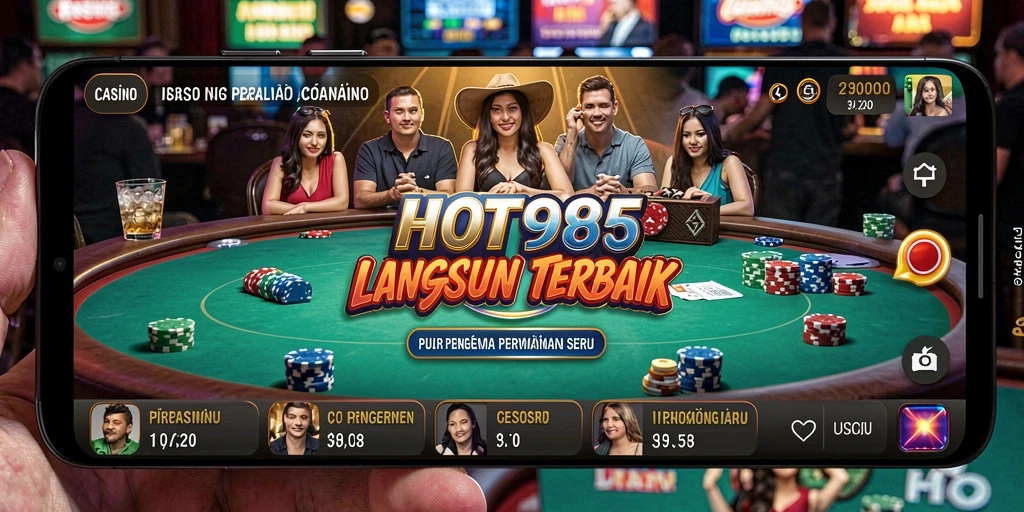 Screenshot HOT985 menampilkan dealer langsung yang profesional dalam permainan casino.