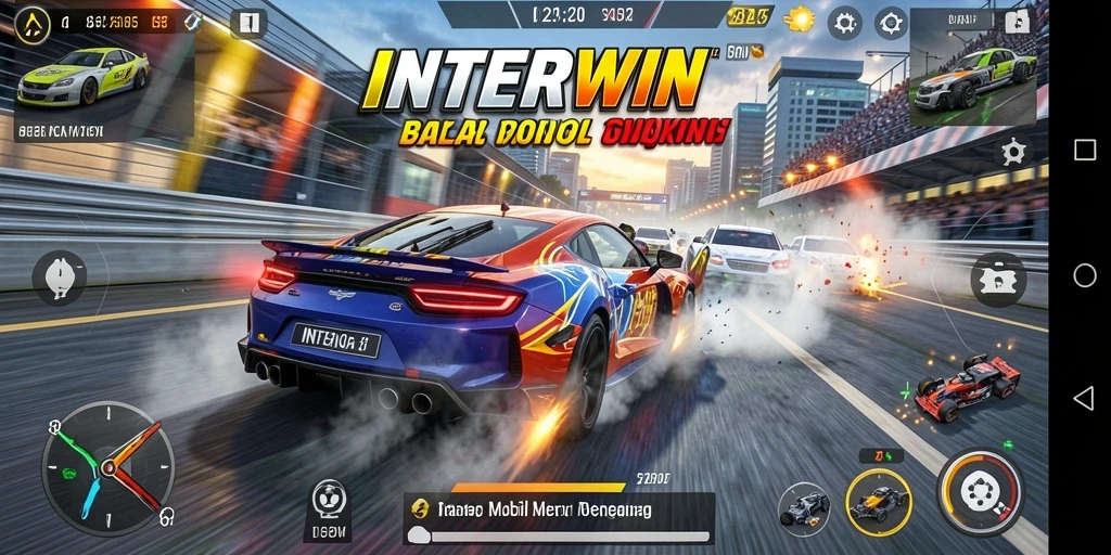 Tampilan gameplay seru dari balapan di INTERWIN.