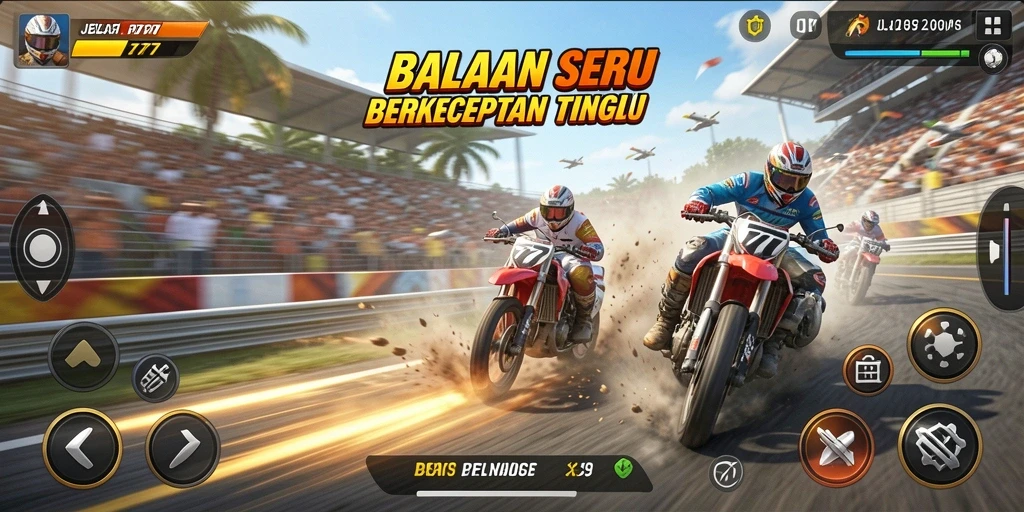 Tampilan gameplay JELAS777 yang penuh aksi balapan.