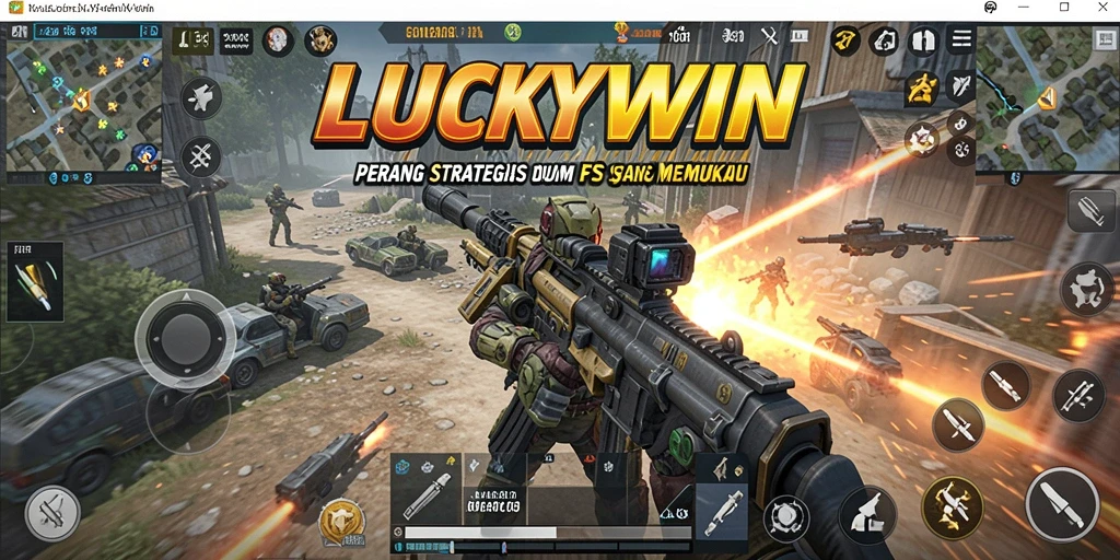Gameplay LUCKYWIN menampilkan aksi menembak yang intens dan mendebarkan.