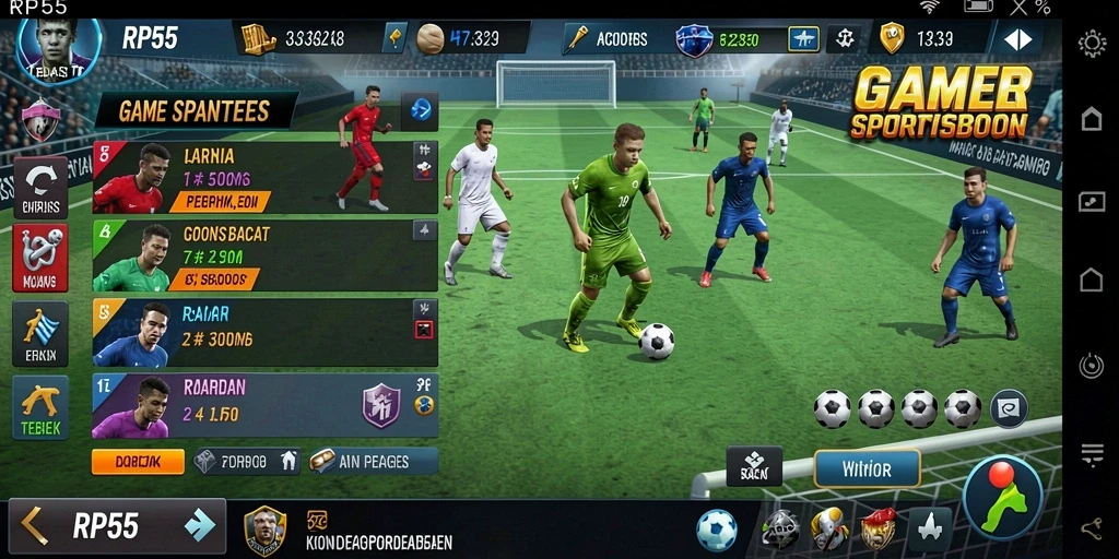 Tampilan utama gameplay <strong>RP55</strong> yang menampilkan berbagai opsi taruhan olahraga.
