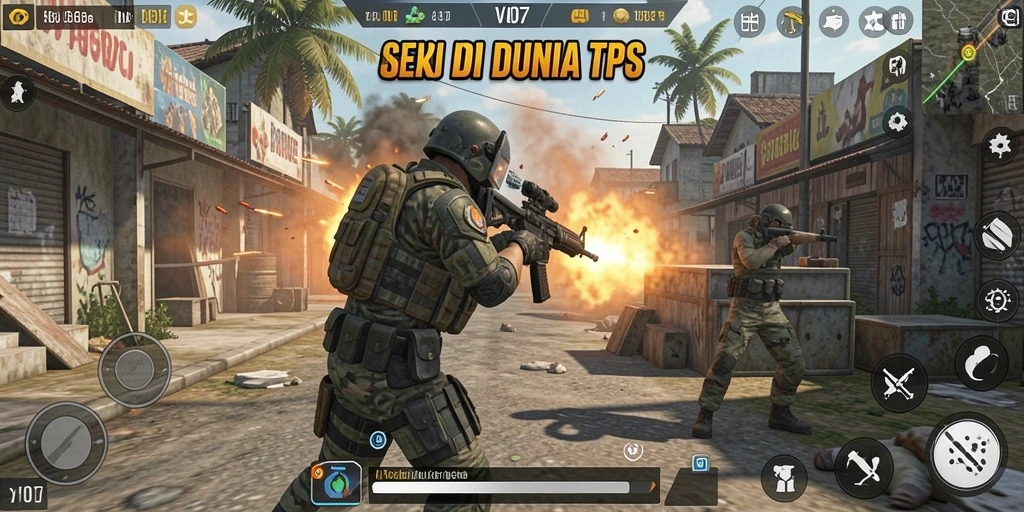 Gameplay V07 menampilkan aksi tembak-menembak yang seru dan mendebarkan.